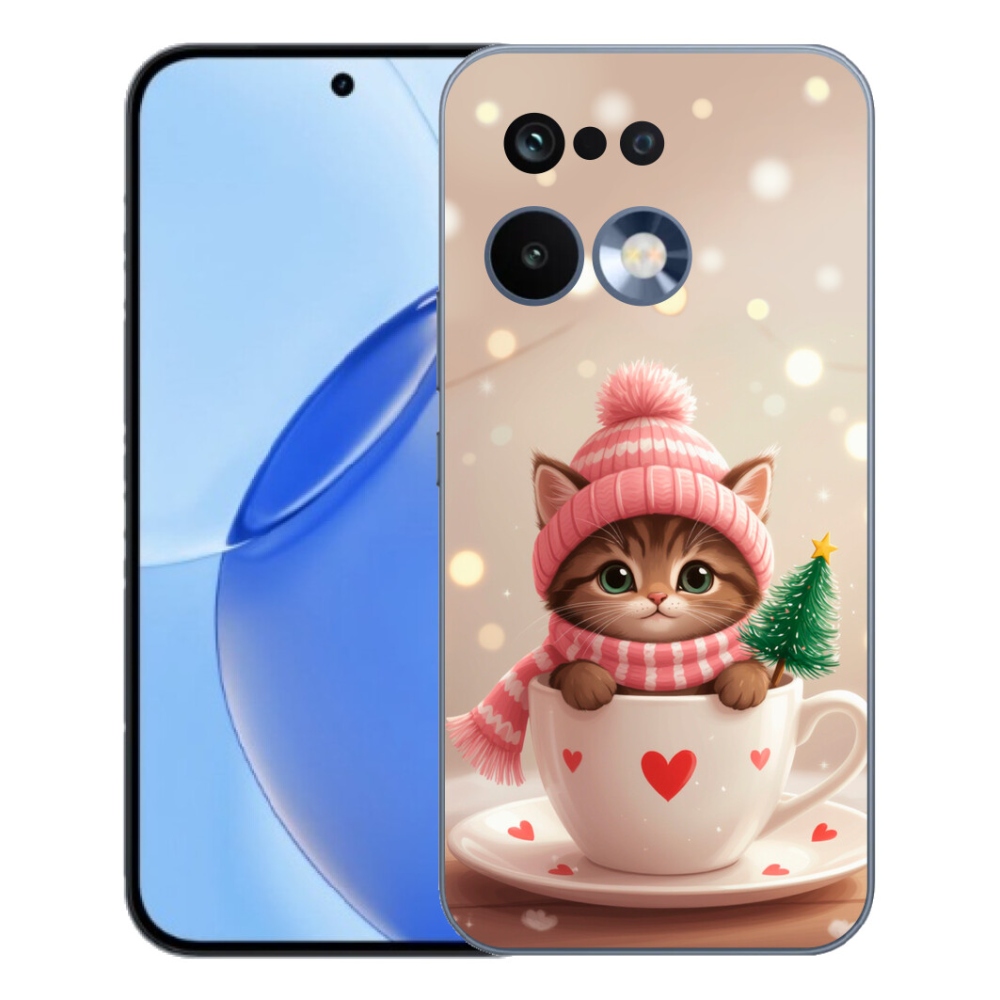 Gelový kryt mmCase na Realme 16 Pro - vánoční kotě v hrnku
