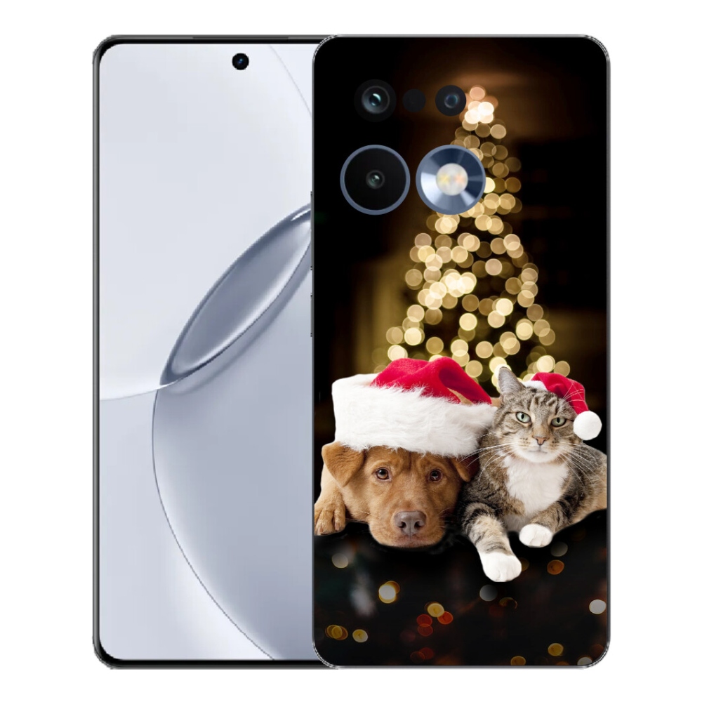 Gelový kryt mmCase na Realme 16 Pro+ - vánoční pes a kočka