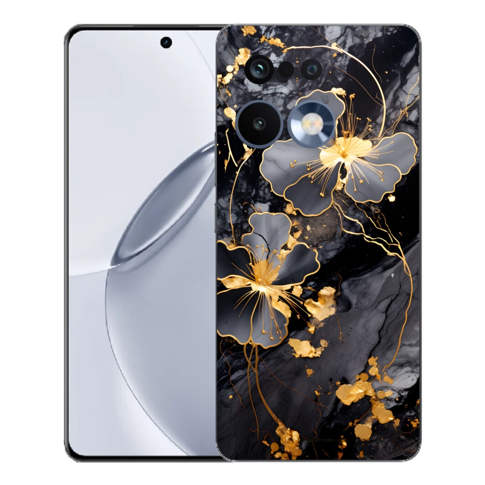 Gelový kryt mmCase na Realme 16 Pro+ - zlaté květy
