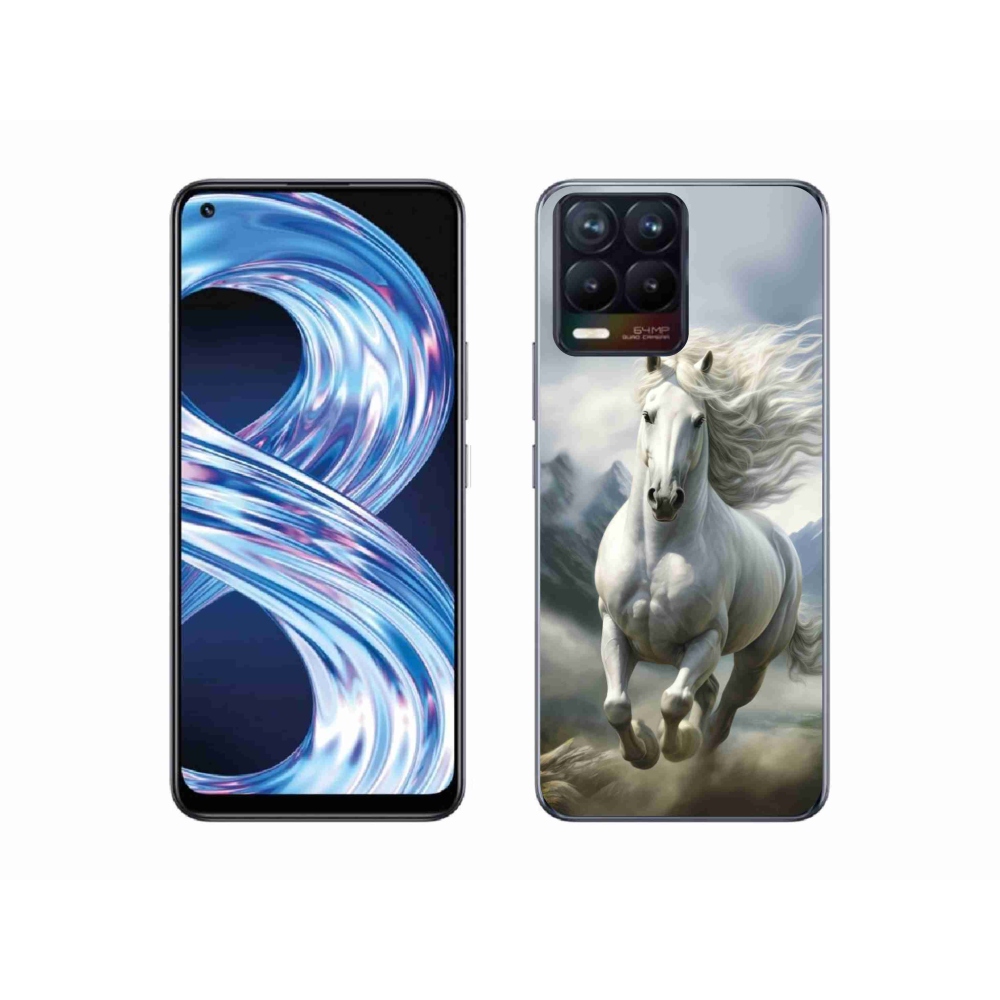 Gelový kryt mmCase na Realme 8 4G - běžící bílý kůň 3