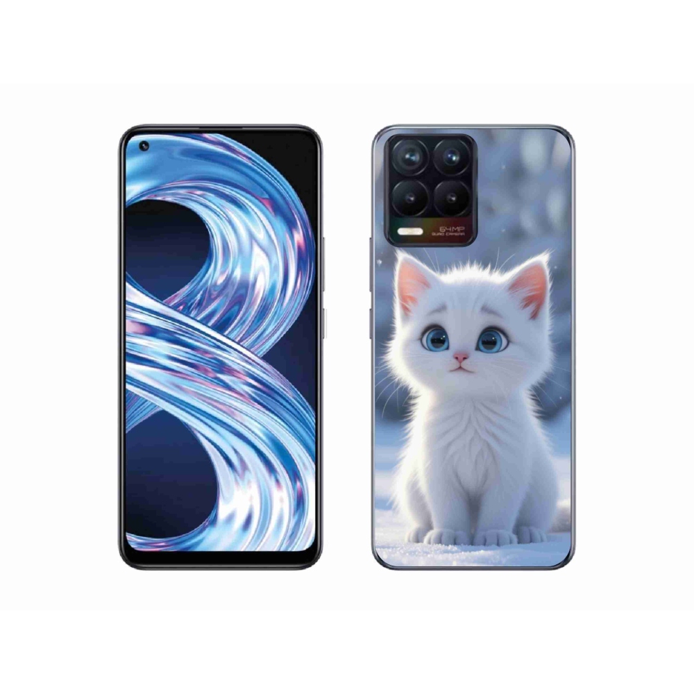 Gelový kryt mmCase na Realme 8 4G - bílé kotě 3