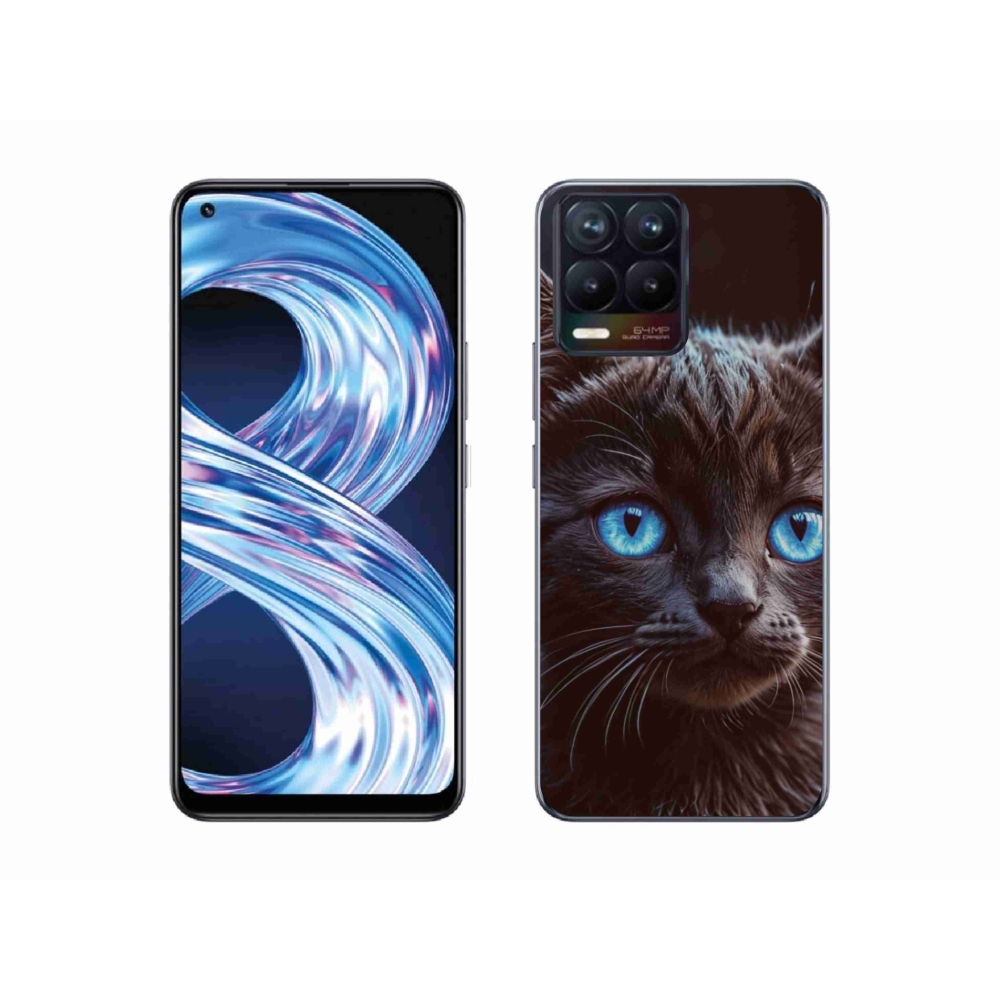 Gelový kryt mmCase na Realme 8 4G - černé kotě 2