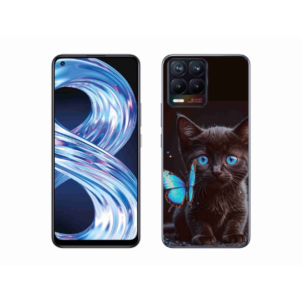 Gelový kryt mmCase na Realme 8 4G - černé kotě 3