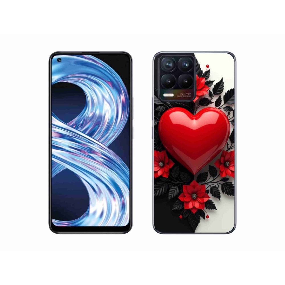 Gelový kryt mmCase na Realme 8 4G - červené srdce