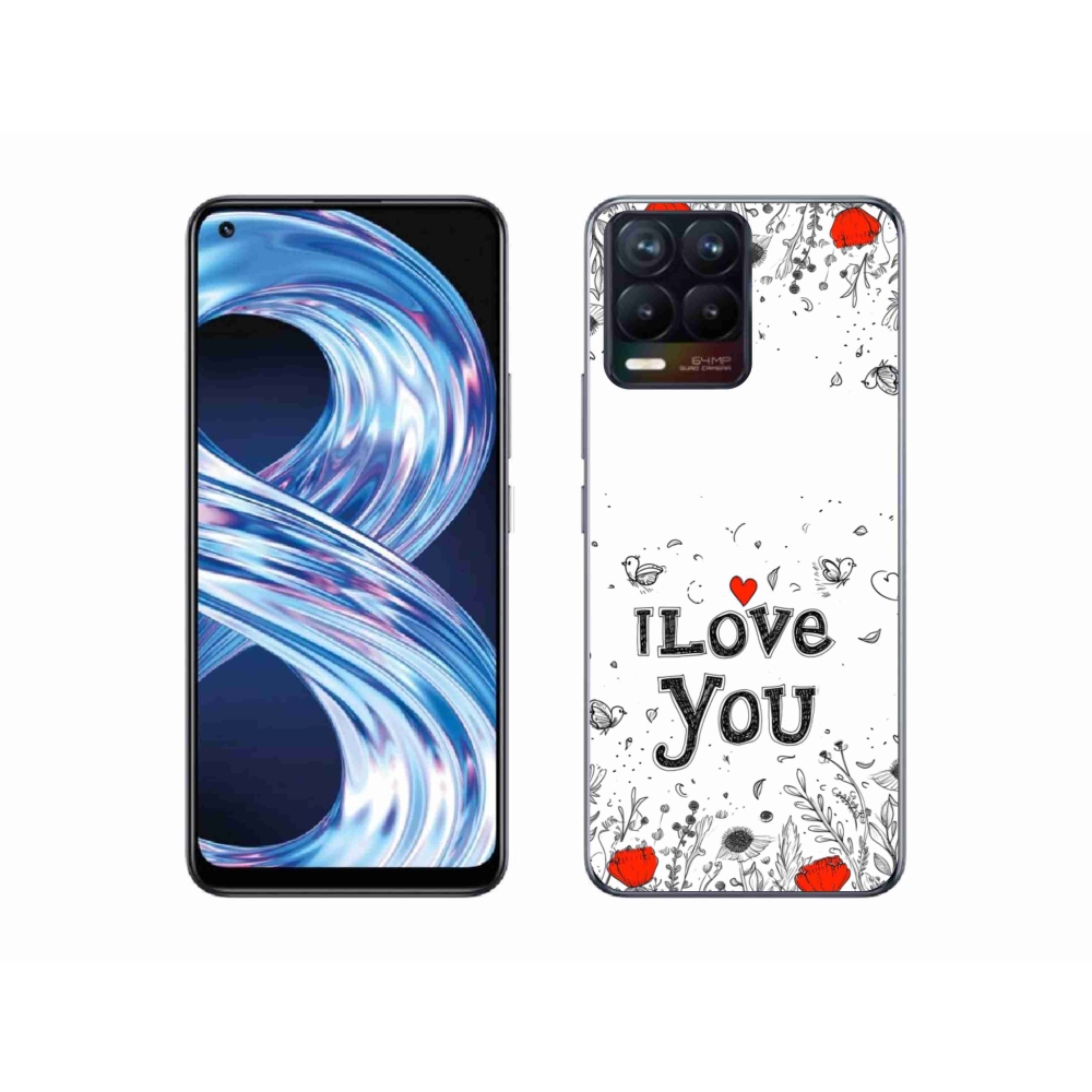 Gelový kryt mmCase na Realme 8 4G - I love you bílé pozadí