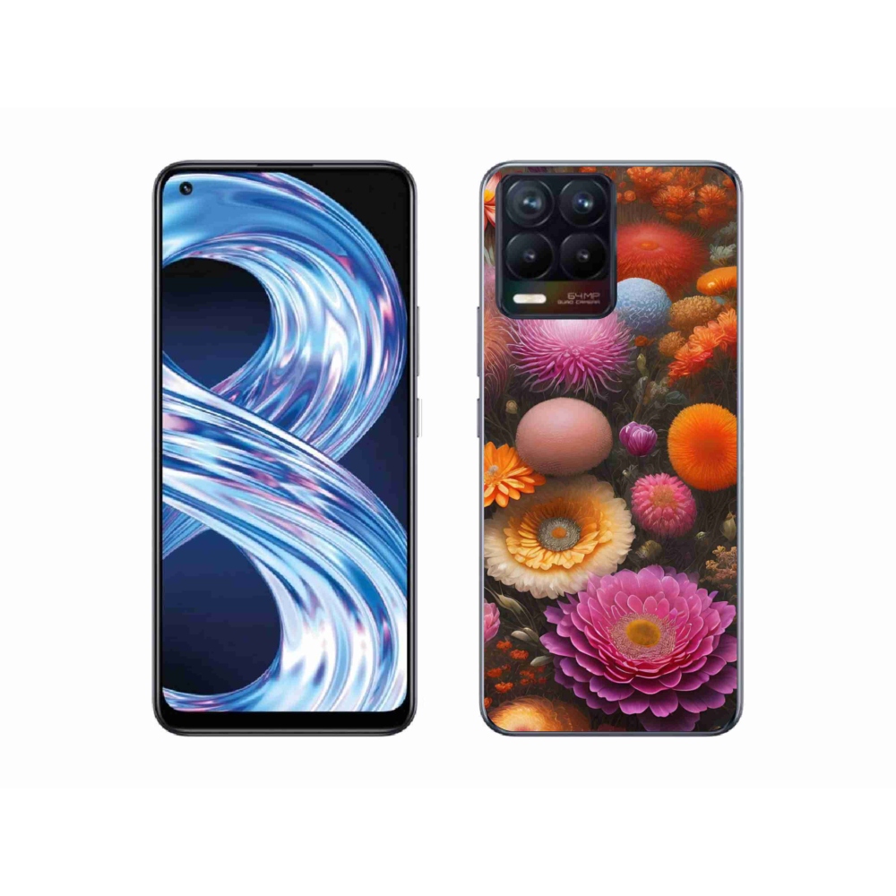 Gelový kryt mmCase na Realme 8 4G - květinová kompozice