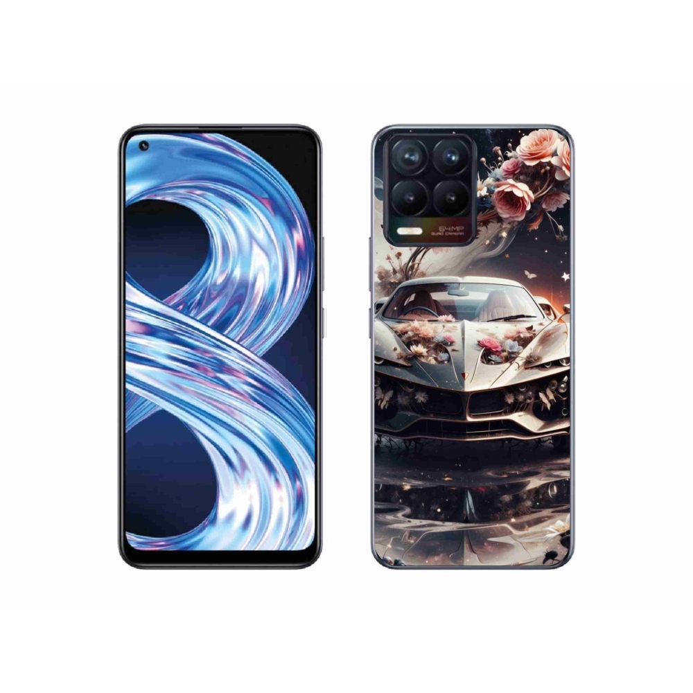 Gelový kryt mmCase na Realme 8 4G - květinový sportovní vůz