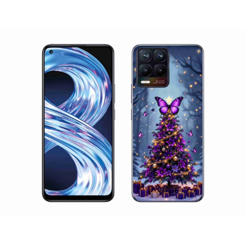 Gelový kryt mmCase na Realme 8 4G - motýlí vánoční stromek
