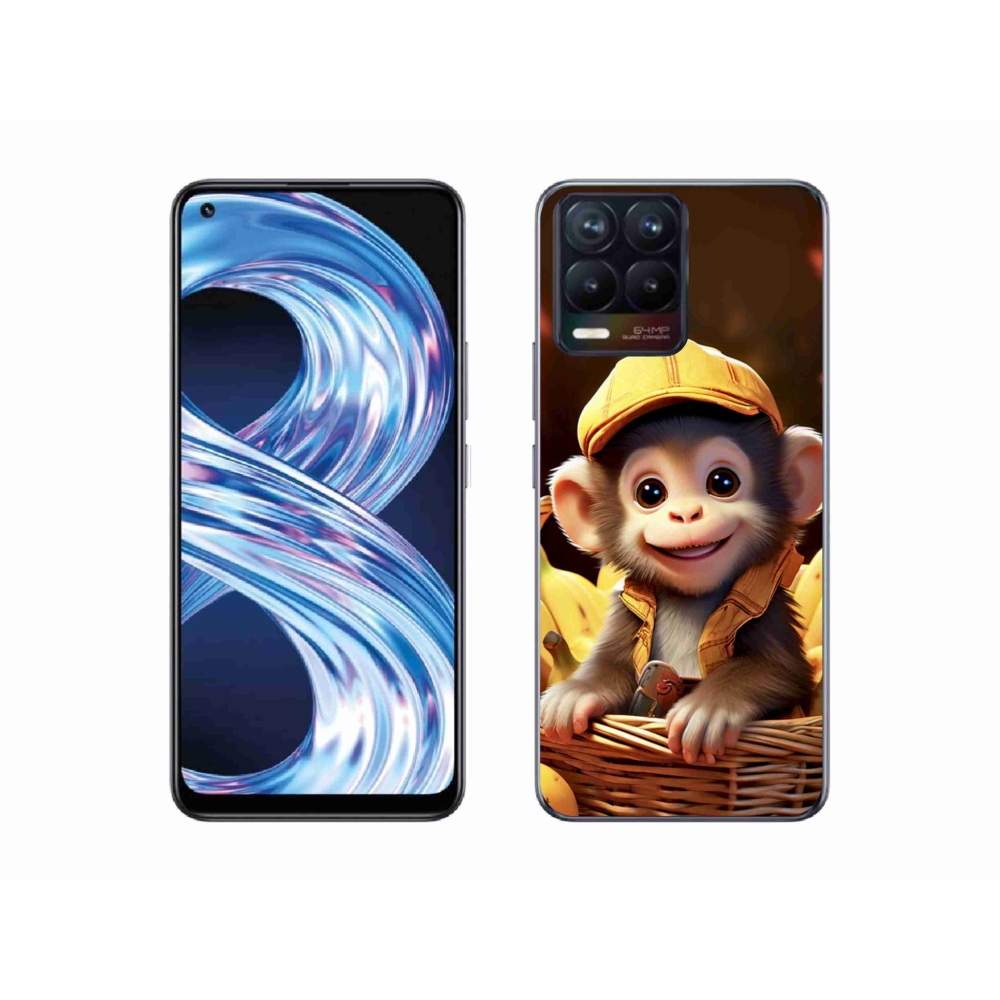 Gelový kryt mmCase na Realme 8 4G - opice v košíku