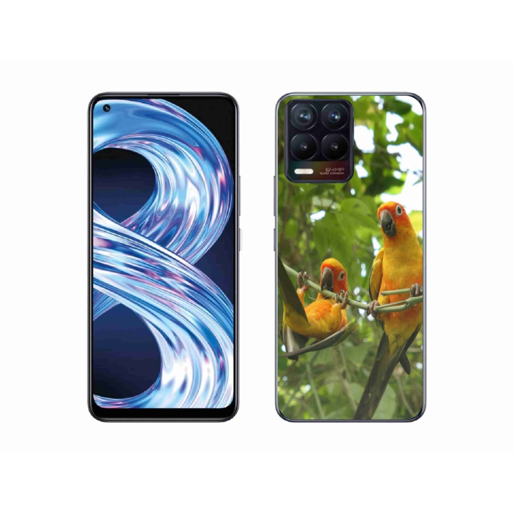 Gelový kryt mmCase na Realme 8 4G - papoušci aratingy