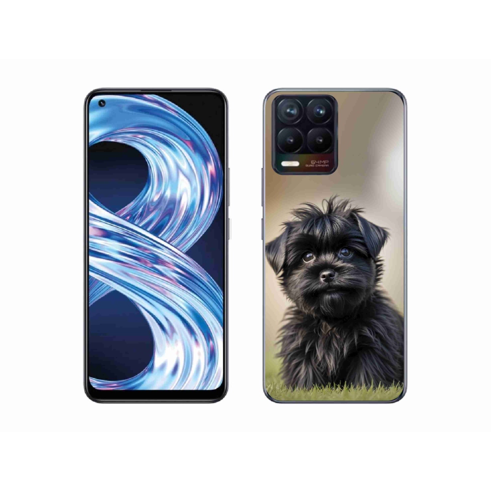 Gelový kryt mmCase na Realme 8 4G - roztomilý černý pejsek