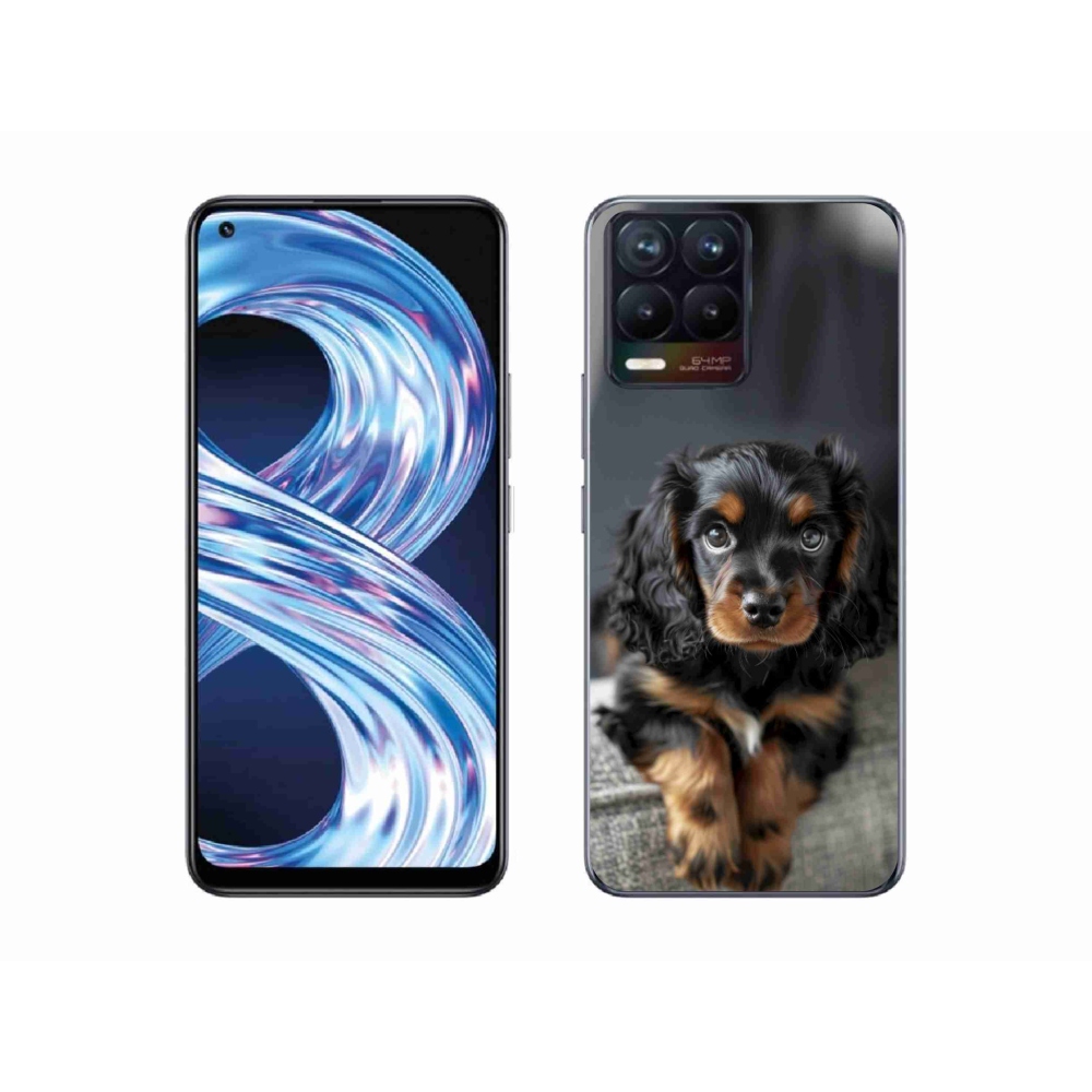 Gelový kryt mmCase na Realme 8 4G - roztomilý dlouhosrstý jezevčík