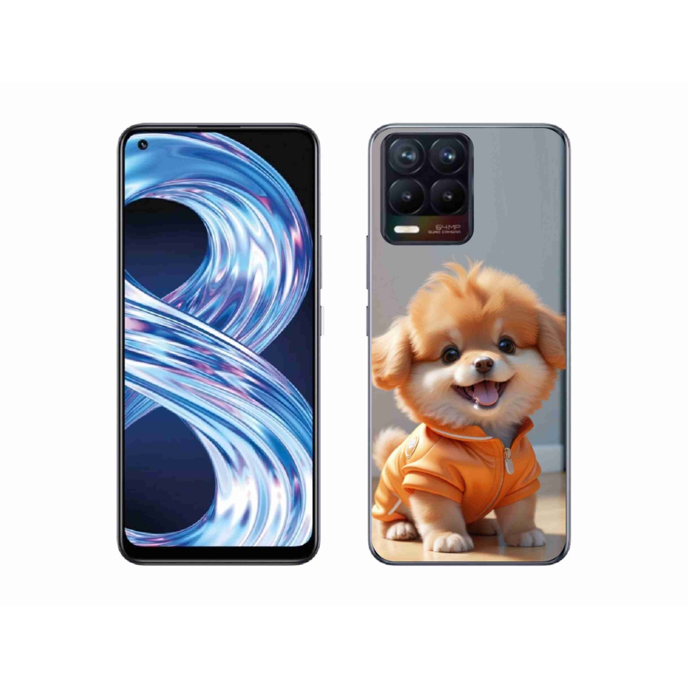 Gelový kryt mmCase na Realme 8 4G - roztomilý pomeranian v mikině