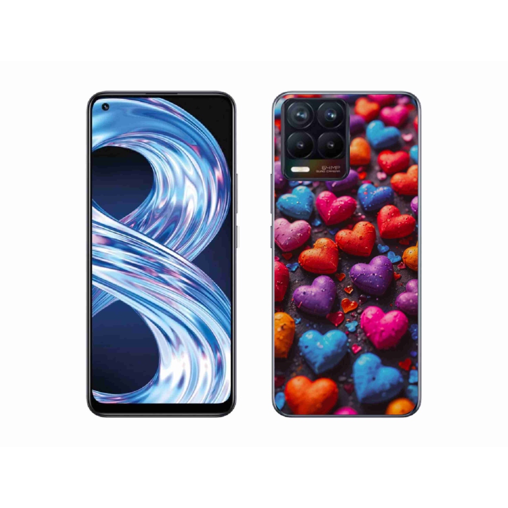Gelový kryt mmCase na Realme 8 Pro - barevná srdce