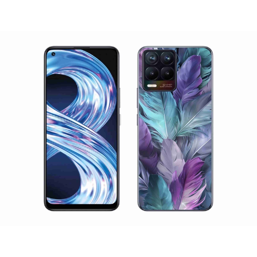 Gelový kryt mmCase na Realme 8 Pro - barevné peří 2