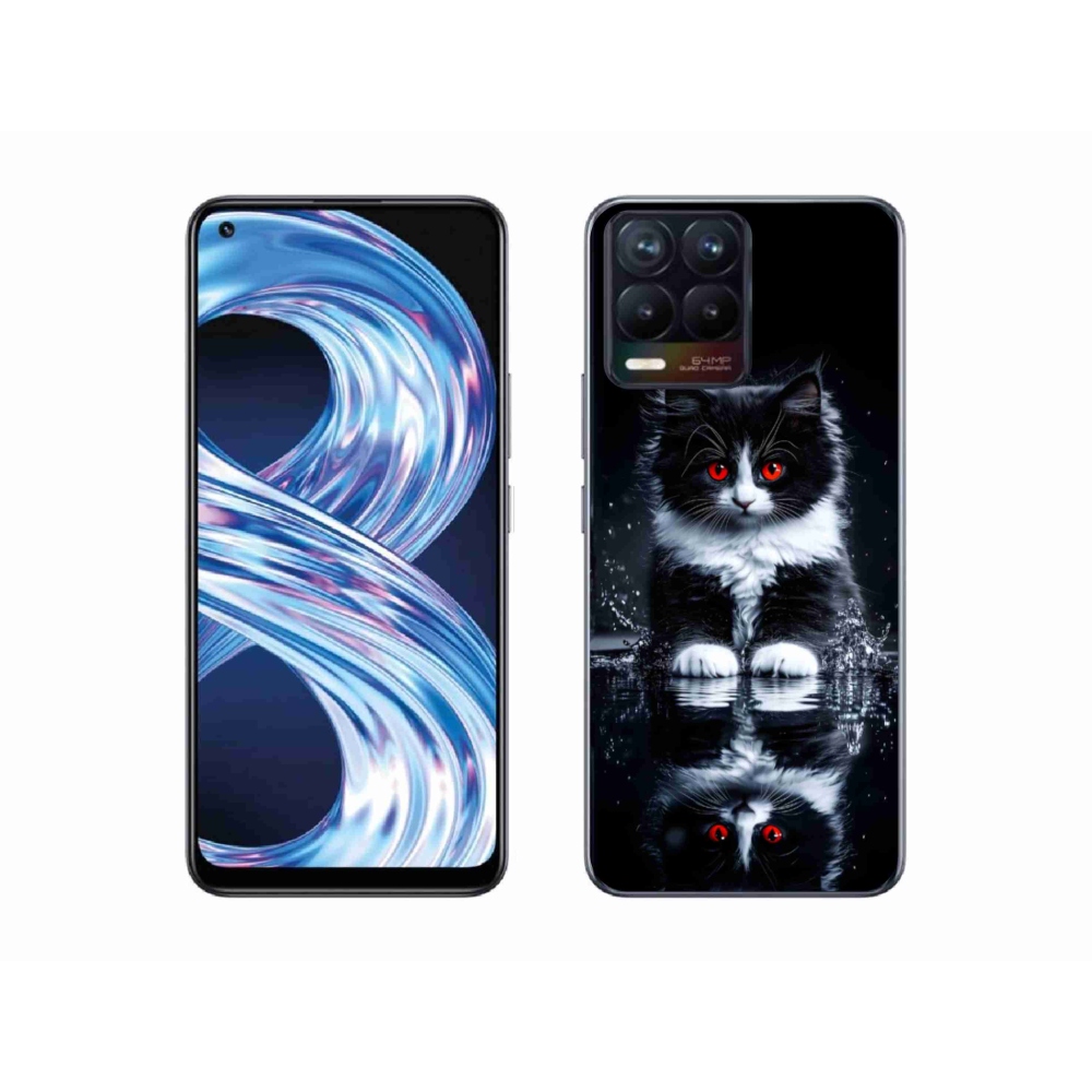 Gelový kryt mmCase na Realme 8 Pro - černobílé kotě
