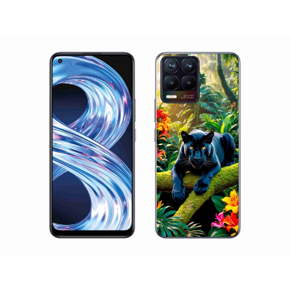 Gelový kryt mmCase na Realme 8 Pro - černý panter v džungli