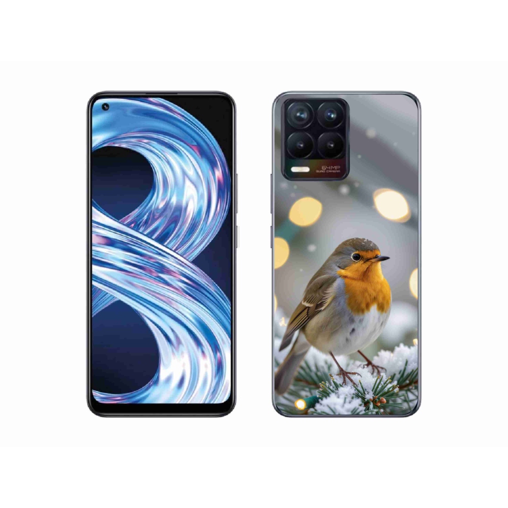 Gelový kryt mmCase na Realme 8 Pro - červenka v zimě