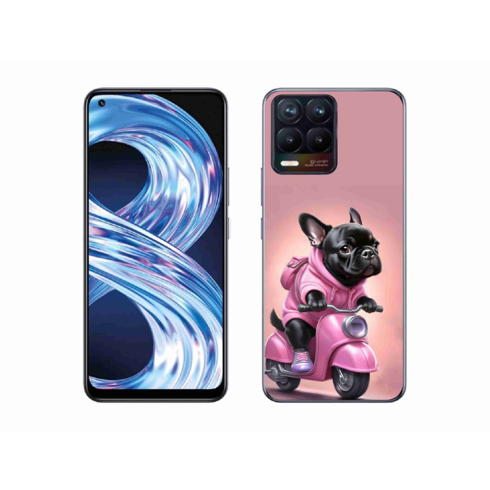 Gelový kryt mmCase na Realme 8 Pro - francouzský buldoček na skútru