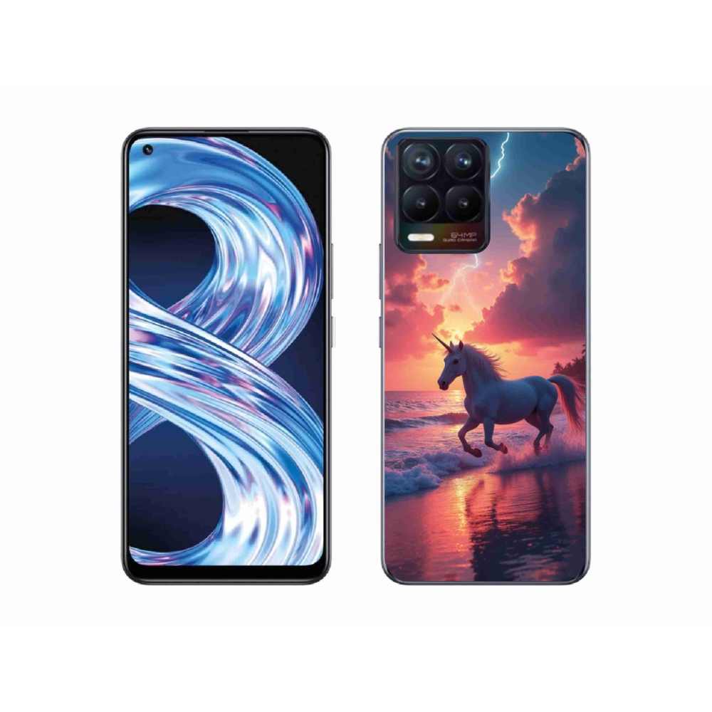 Gelový kryt mmCase na Realme 8 Pro - jednorožec na pláži