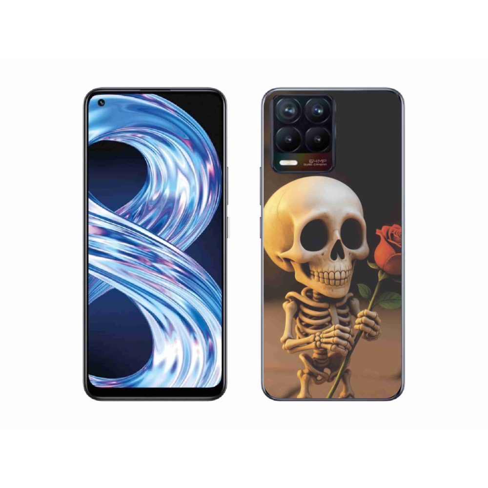 Gelový kryt mmCase na Realme 8 Pro - kostlivec s růží