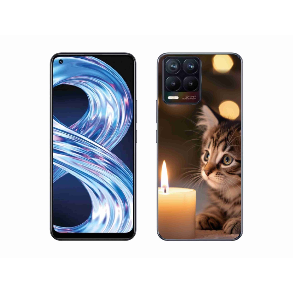 Gelový kryt mmCase na Realme 8 Pro - kotě a svíčka