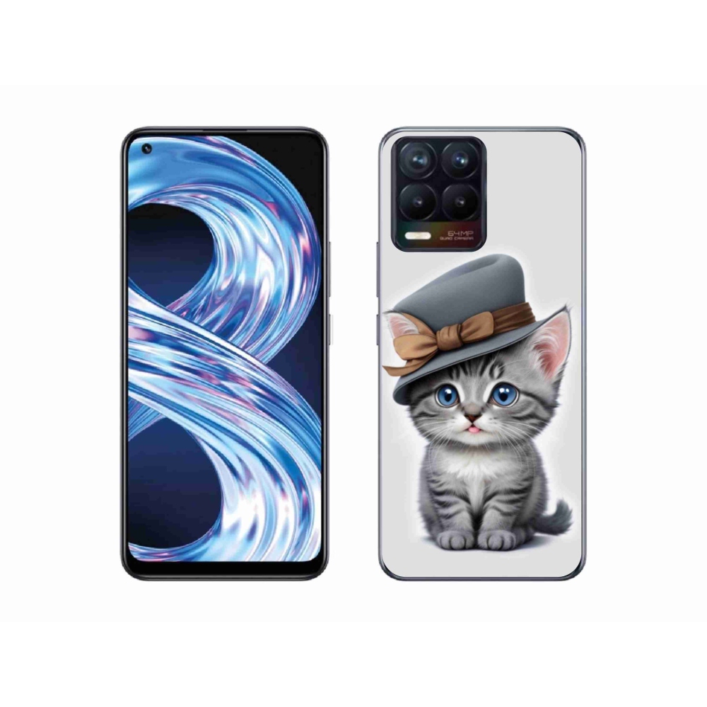 Gelový kryt mmCase na Realme 8 Pro - kotě s kloboukem