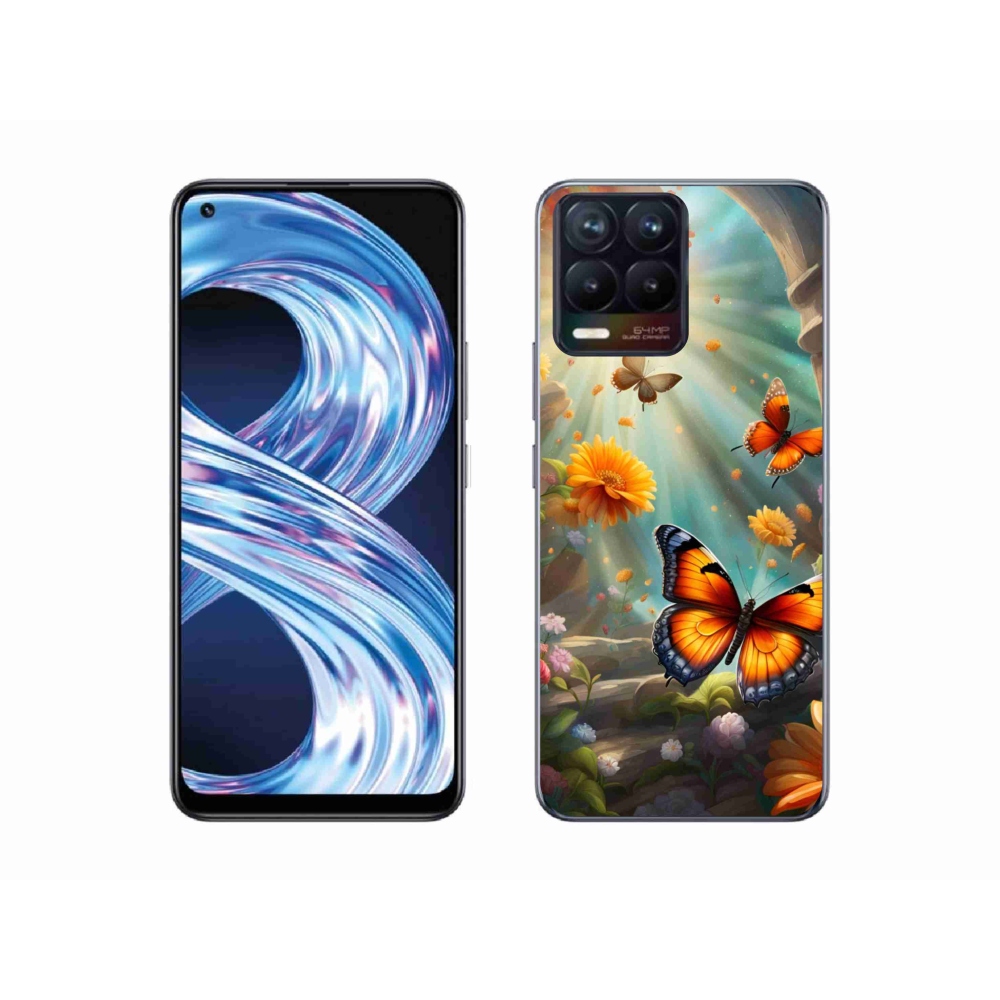 Gelový kryt mmCase na Realme 8 Pro - motýlí zahrada 2
