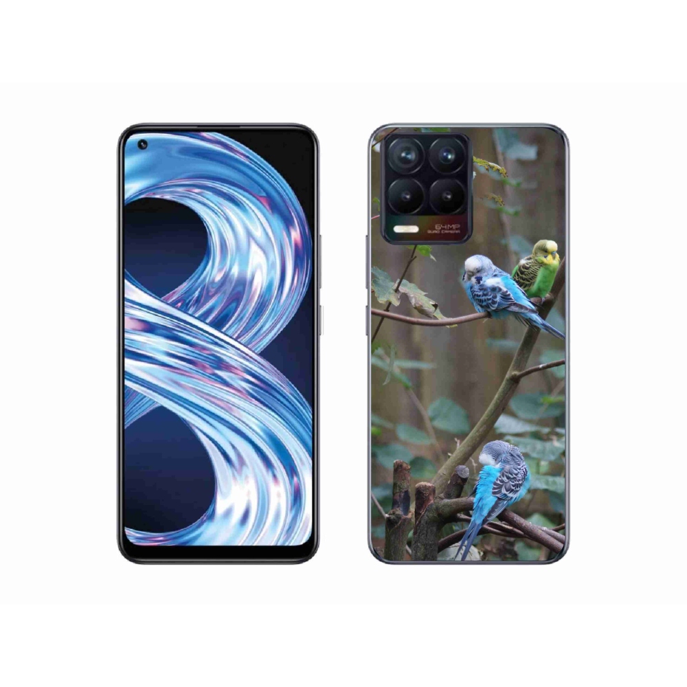 Gelový kryt mmCase na Realme 8 Pro - papoušci na větvi
