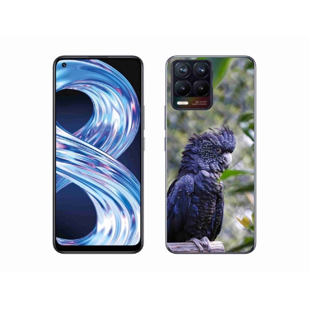 Gelový kryt mmCase na Realme 8 Pro - papoušek kakadu černý