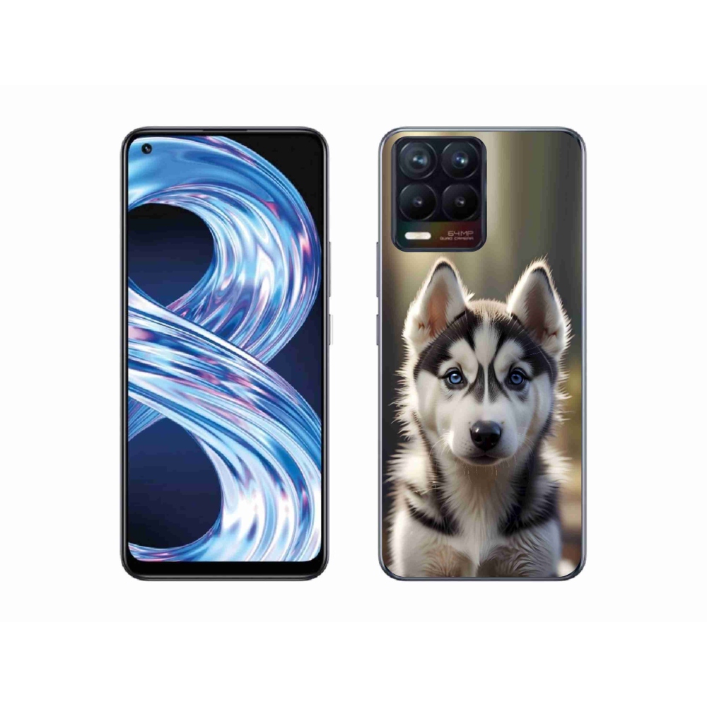 Gelový kryt mmCase na Realme 8 Pro - roztomilý sibiřský husky