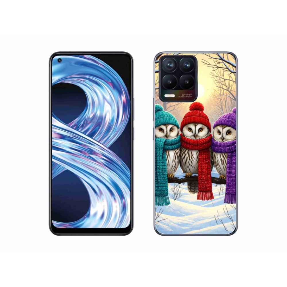 Gelový kryt mmCase na Realme 8 Pro - soví přátelé