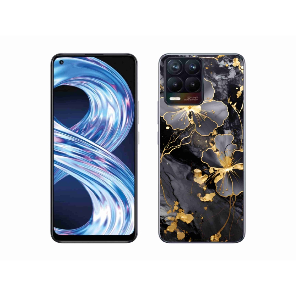 Gelový kryt mmCase na Realme 8 Pro - zlaté květy