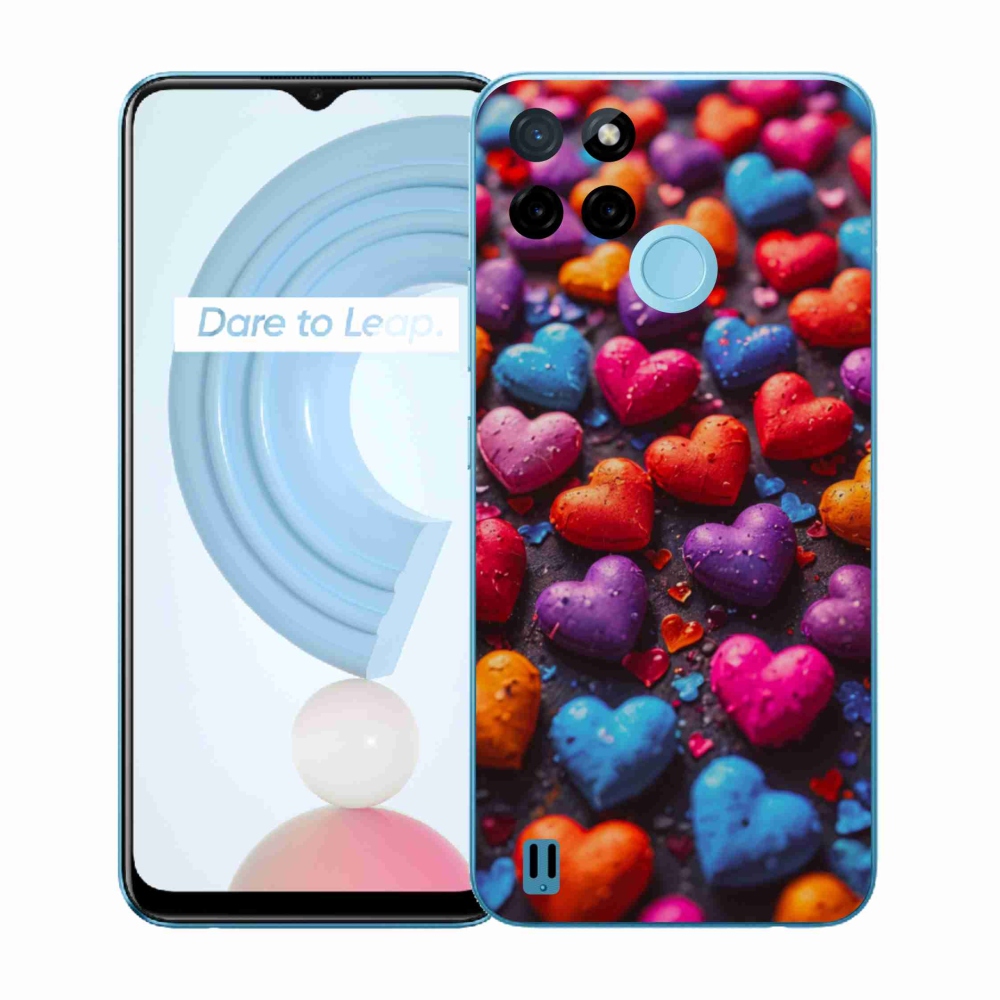 Gelový kryt mmCase na Realme C21Y/C25Y - barevná srdce