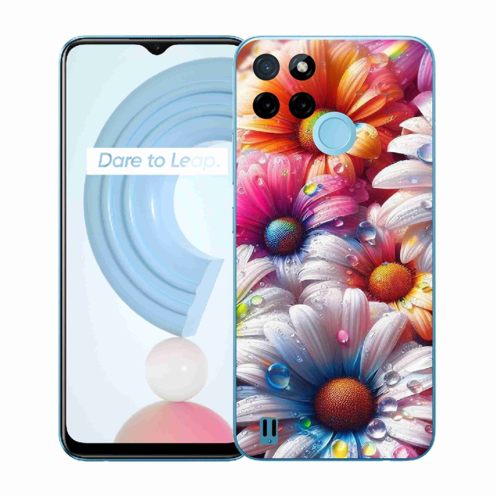 Gelový kryt mmCase na Realme C21Y/C25Y - barevné kopretiny