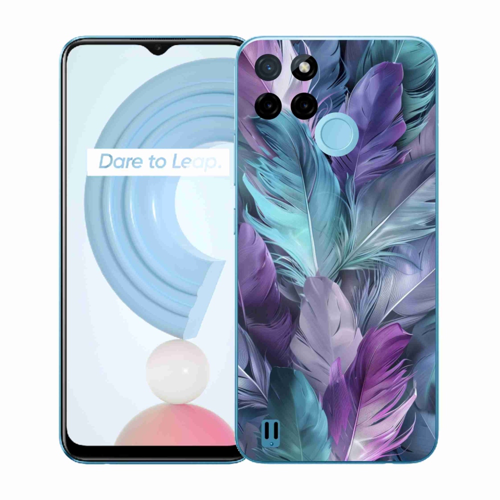 Gelový kryt mmCase na Realme C21Y/C25Y - barevné peří 2