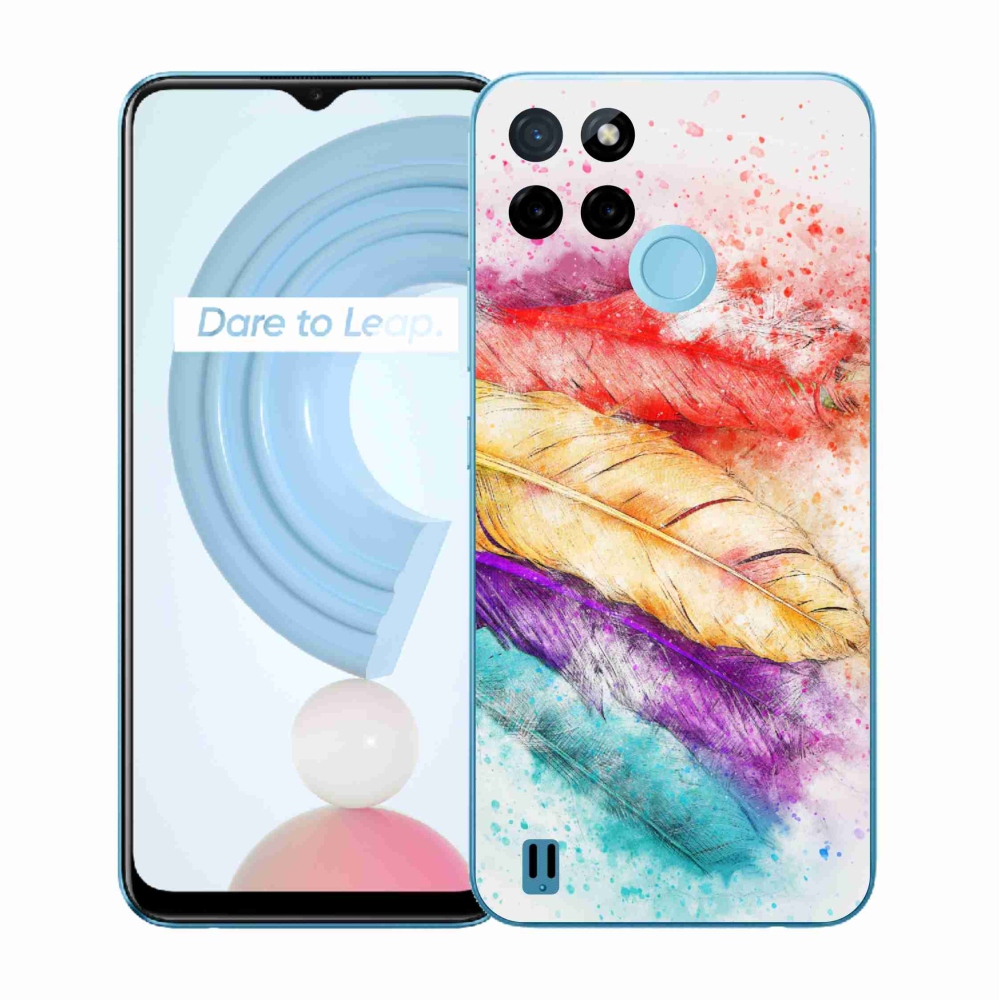 Gelový kryt mmCase na Realme C21Y/C25Y - barevné peří