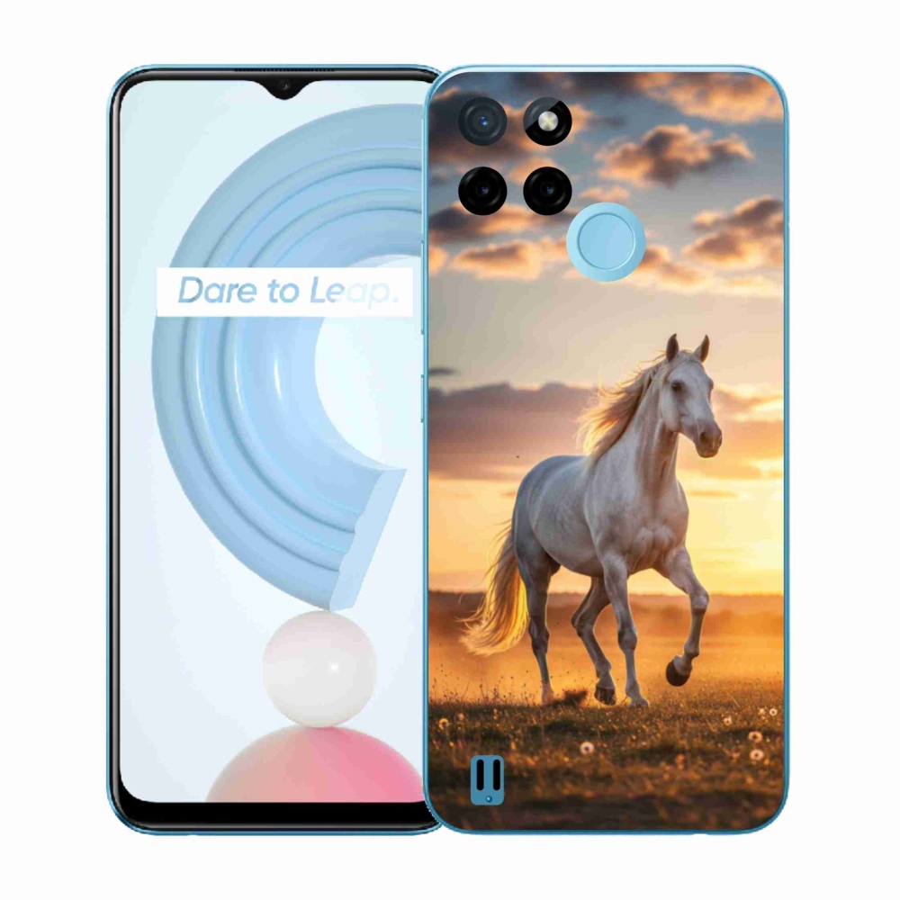 Gelový kryt mmCase na Realme C21Y/C25Y - běžící bílý kůň 2