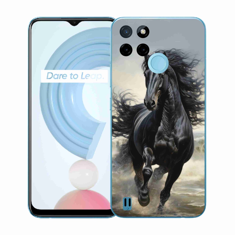 Gelový kryt mmCase na Realme C21Y/C25Y - běžící černý kůň