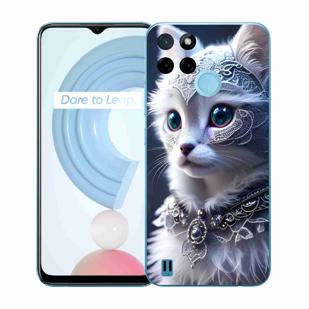 Gelový kryt mmCase na Realme C21Y/C25Y - bílá kočka