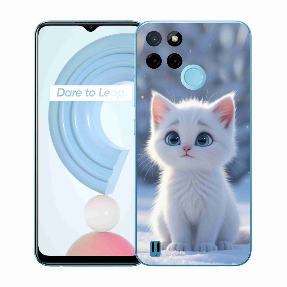 Gelový kryt mmCase na Realme C21Y/C25Y - bílé kotě 3
