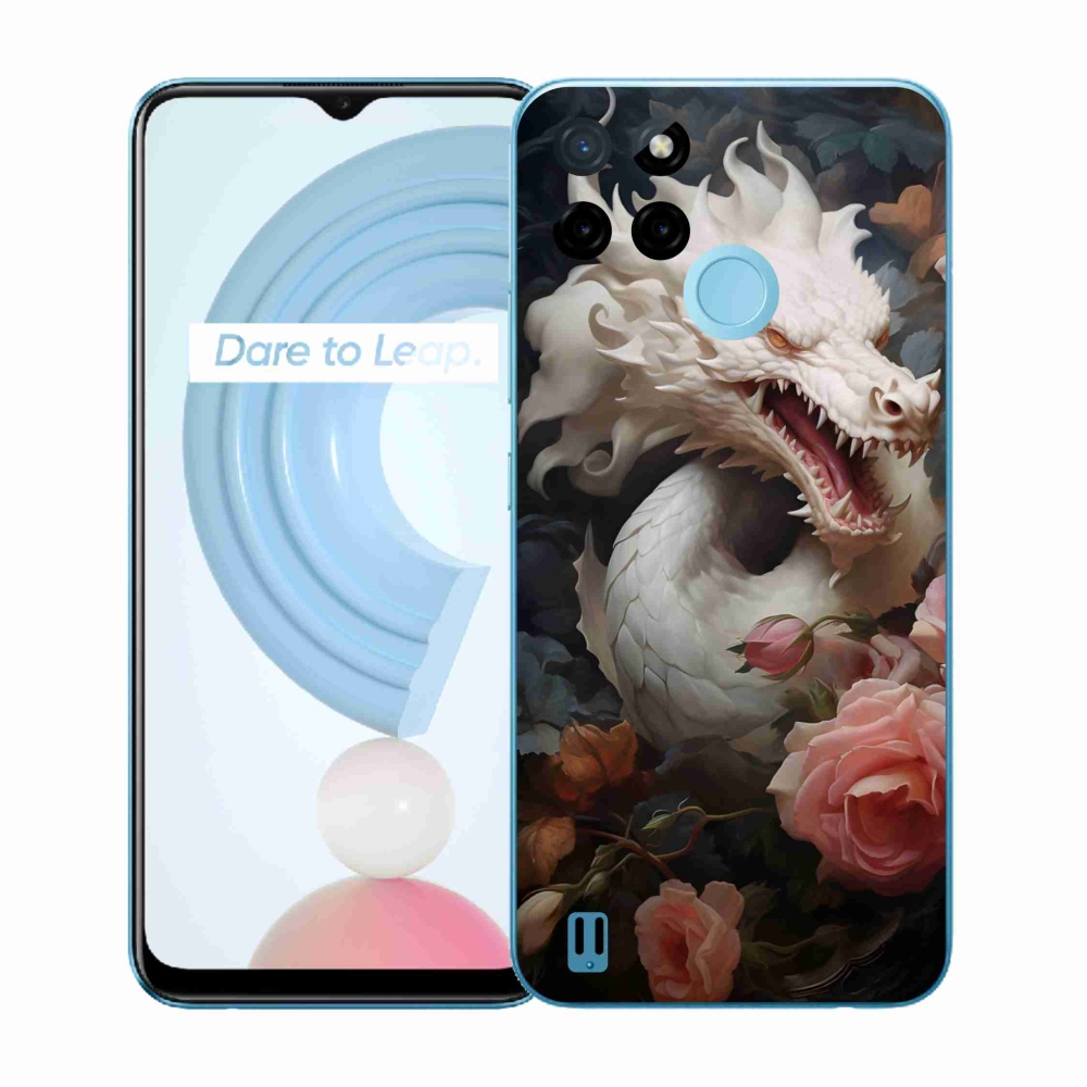 Gelový kryt mmCase na Realme C21Y/C25Y - bílý drak