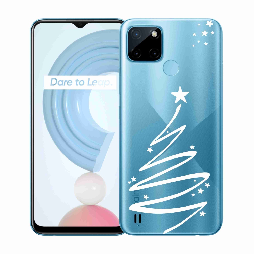 Gelový kryt mmCase na Realme C21Y/C25Y - bílý stromeček na průhledném pozadí