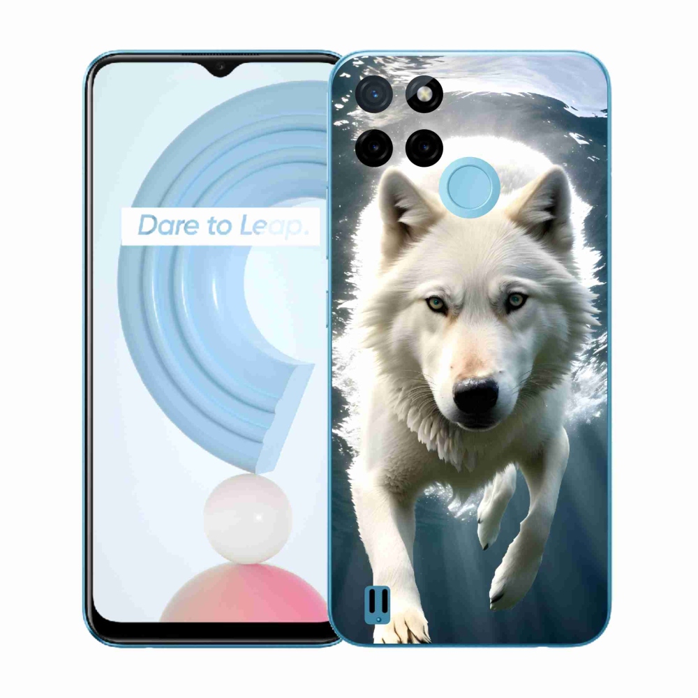 Gelový kryt mmCase na Realme C21Y/C25Y - bílý vlk