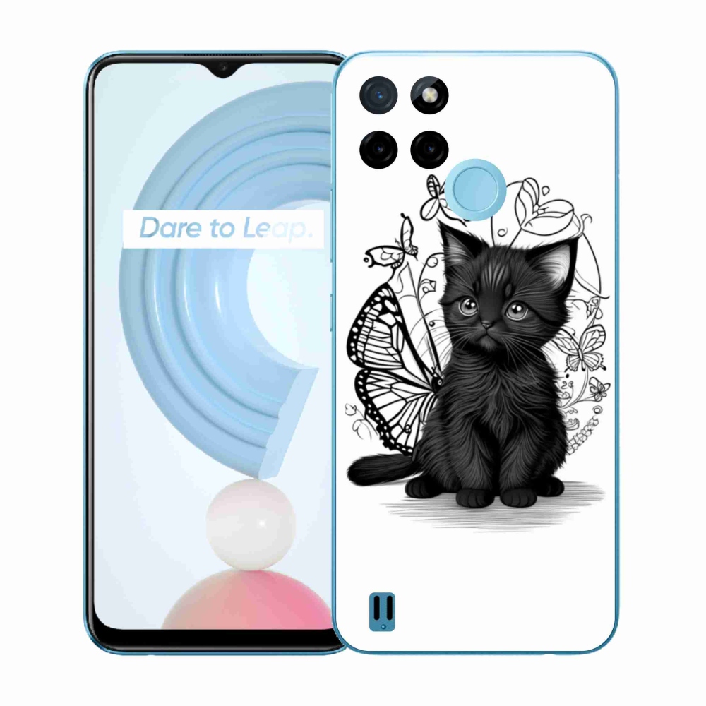 Gelový kryt mmCase na Realme C21Y/C25Y - černé kotě