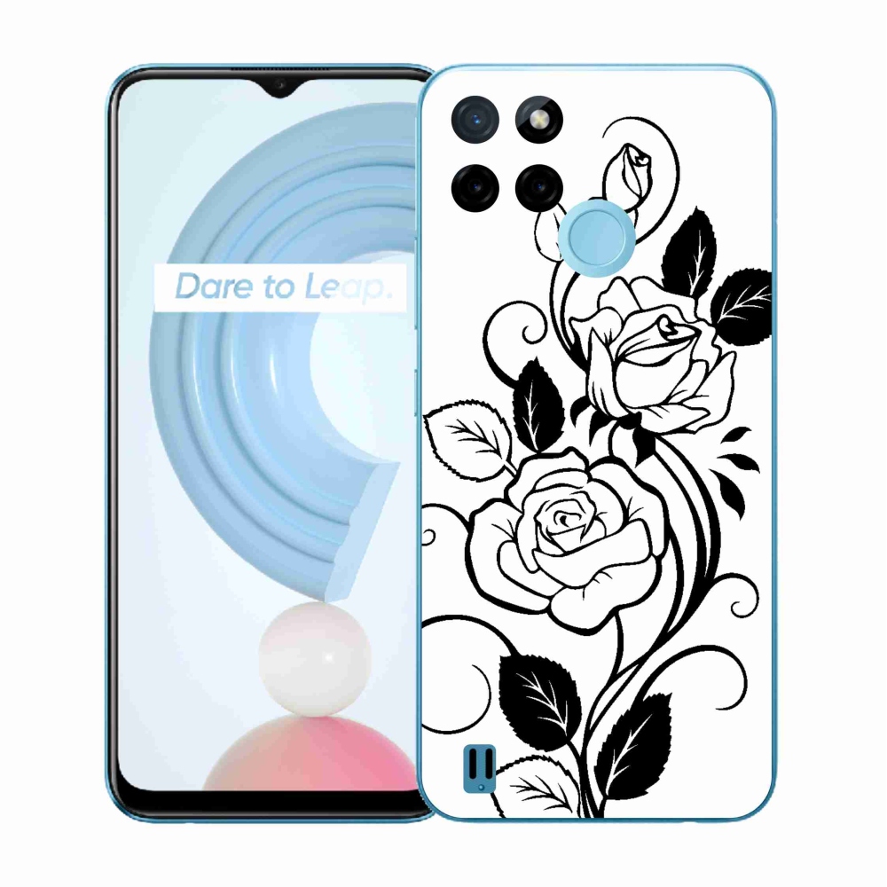Gelový kryt mmCase na Realme C21Y/C25Y - černobílá růže