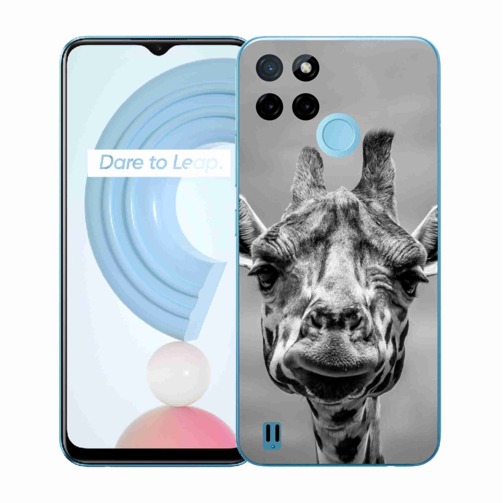 Gelový kryt mmCase na Realme C21Y/C25Y - černobílá žirafa