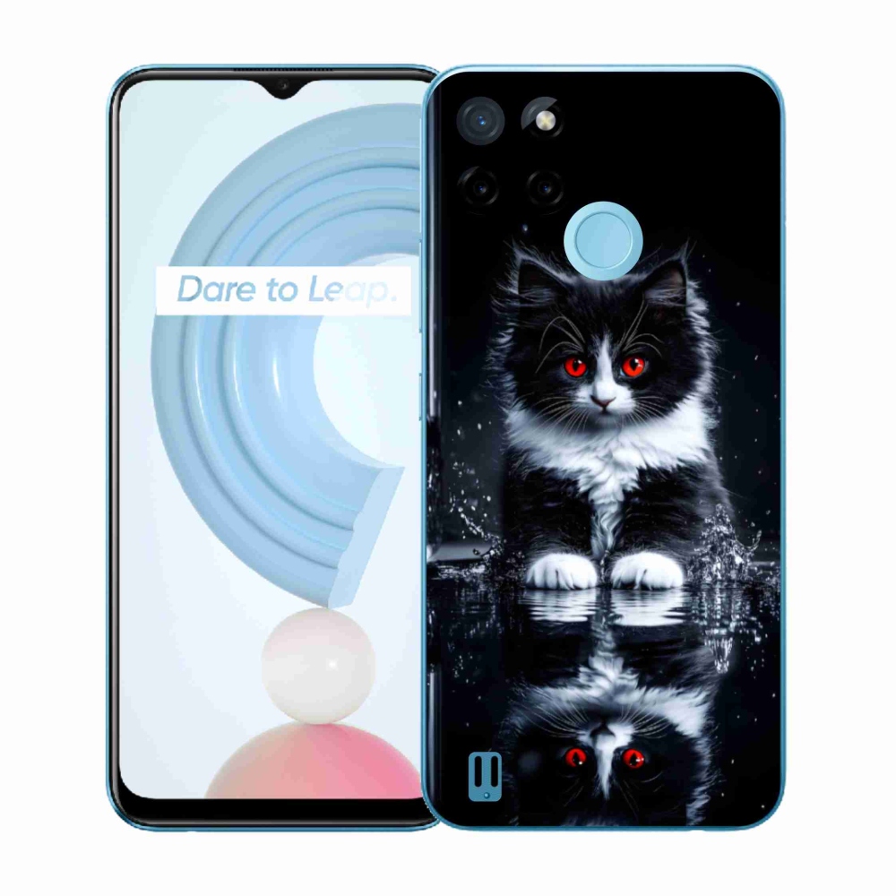 Gelový kryt mmCase na Realme C21Y/C25Y - černobílé kotě