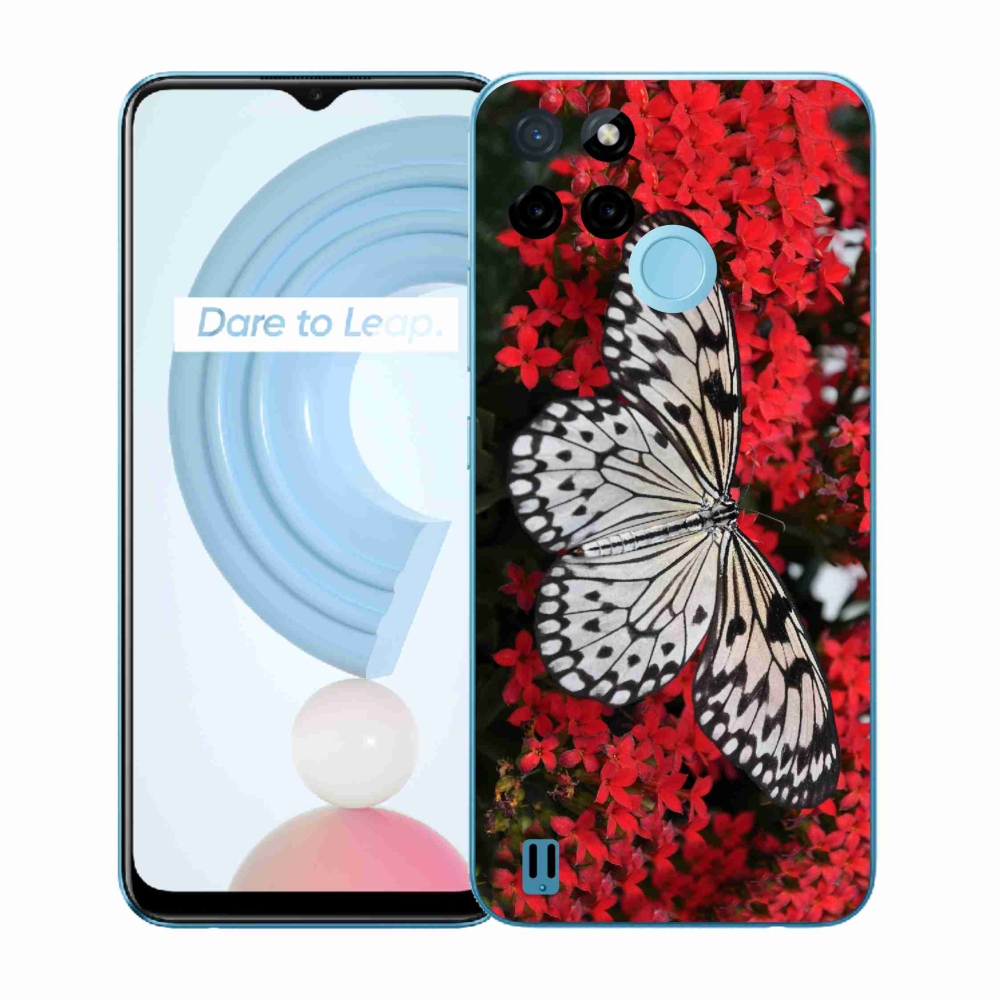 Gelový kryt mmCase na Realme C21Y/C25Y - černobílý motýl 1
