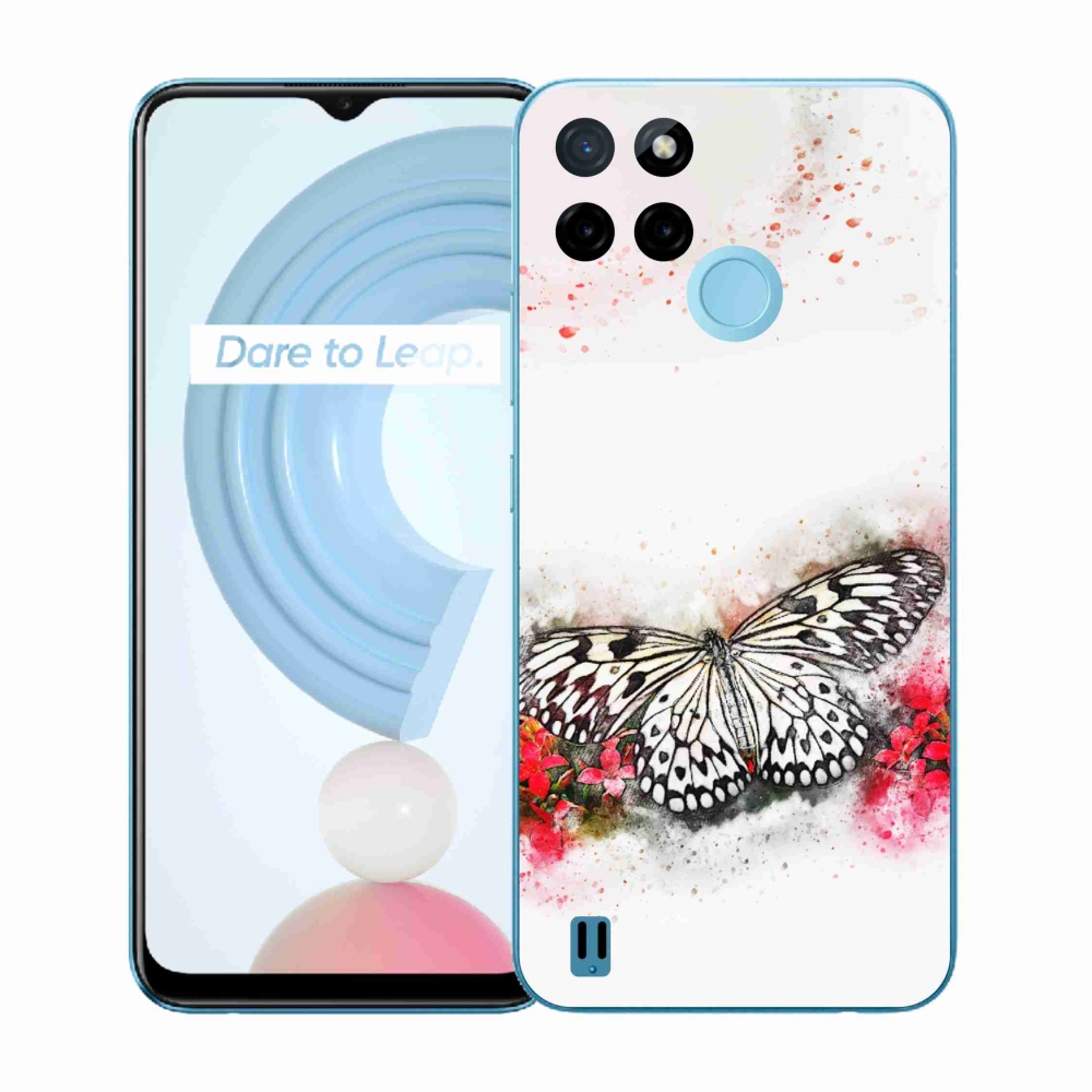 Gelový kryt mmCase na Realme C21Y/C25Y - černobílý motýl